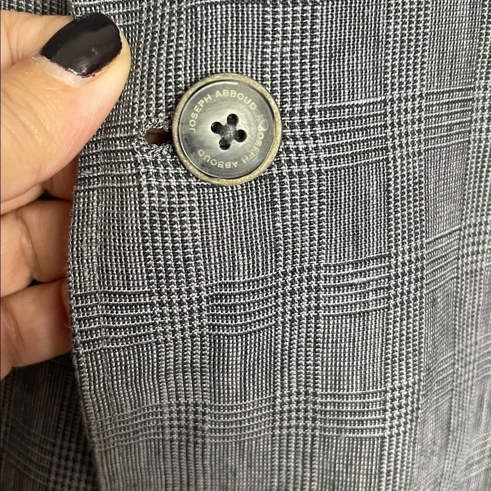 Joseph Abboud 100% Linen Black Gray Houndstooth Plaid Blazer Size XXL